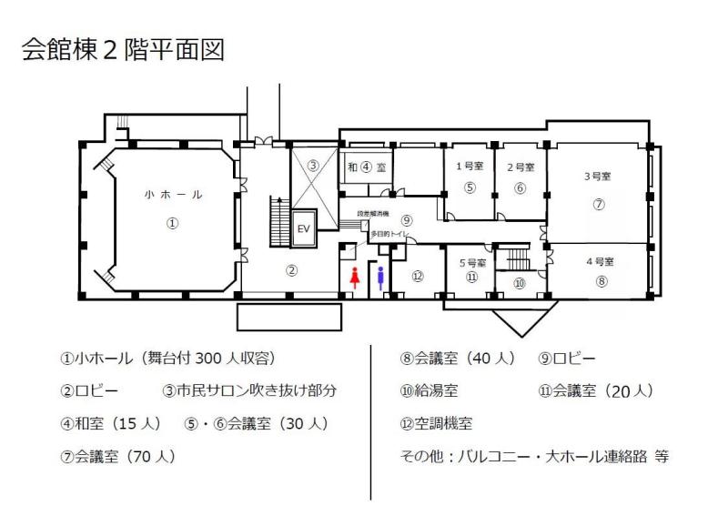 館林市文化会館 会館棟2階平面図
