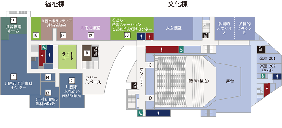 キセラ川西プラザ 2階フロアマップ